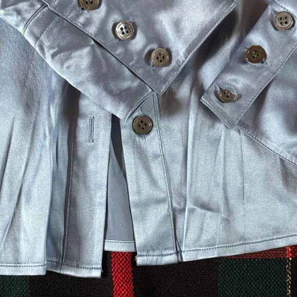 Talbots 14 Blue Satin Stretch Silk Button Front Blouse - Picture 4 of 7